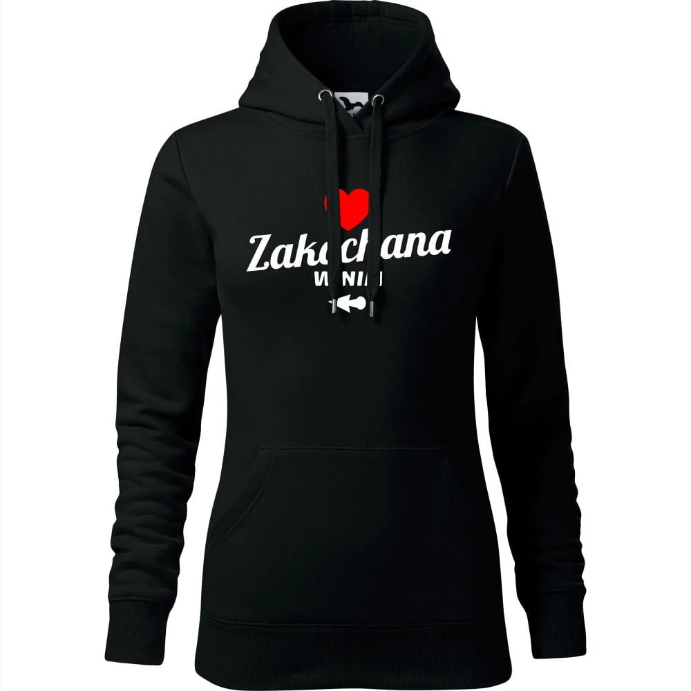 Damska Bluza Z Kapturem - Zakochana W Nim 02 Czarny S