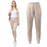 Spodnie damskie - Spodnie Dresowe Modne MxModa Beżowe L - miniaturka - grafika 1