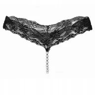 Majtki damskie - Stringi koronkowe czarne paseczki perełki - S/M - miniaturka - grafika 1