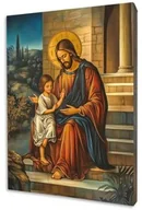 Ikony i obrazy sakralne - Ikona złocona Jezus z Dziewczynką - Prezent dla Dziecka - miniaturka - grafika 1