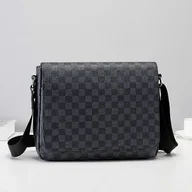 Torebki damskie - Koreańska wersja męskiej torby na ramię Modna krata Wielofunkcyjna torba Crossbody Casual Messenger Bag Plecak Czarny - miniaturka - grafika 1