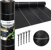 Agrowłókniny - Linarem SiatkiSieci AGROTKANINA 135G 1,1x50m PREMIUM UV 3% AGROWŁÓKNINA CZARNA MATA + KOŁKI - miniaturka - grafika 1