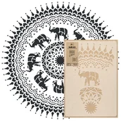 Szablony malarskie - szablon malarski wielokrotny // MANDALA - SŁONIE - XLARGE (średnica 108cm) - miniaturka - grafika 1