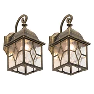 Lampy ogrodowe - QAZQA Zestaw 2 romantycznych lampionów ściennych zewnętrznych z brązu - Londyn - miniaturka - grafika 1