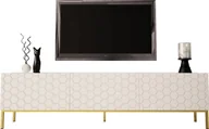 Szafki RTV - MEGSTYL SZAFKA RTV 190CM NA ZŁOTYCH NÓŻKACH - HEXA 1 biały mat - biały połysk - miniaturka - grafika 1