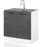Szafki kuchenne - szafka kuchenna modułowa stojąca pod zlewozmywak 80cm spremium szary połysk - miniaturka - grafika 1
