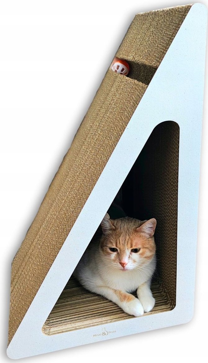 DRAPAK DLA KOTA KARTONOWY Biały DUŻY TRÓJKĄT 69x60x38x30 cm Mruu&Pruu