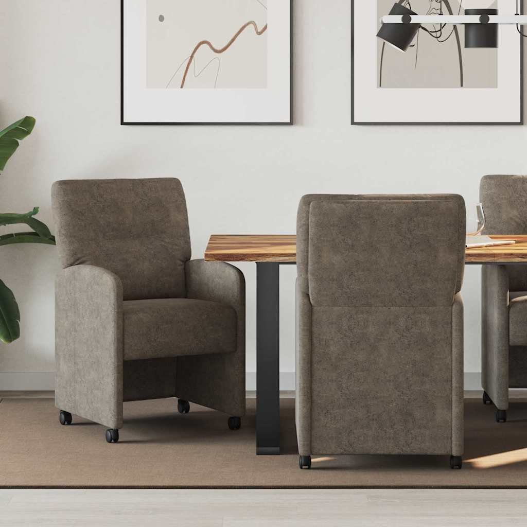 vidaXL Krzesła jadalne z kółkami 2 pcs ciemno szary 57 x 67 x 95 cm