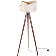Lampy stojące - Lampa podłogowa stojąca Werona trójnóg drewno brąz 1xE27 abażur tkanina okrągła kremowy Light Home LH - miniaturka - grafika 1