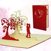 Kartki okolicznościowe i zaproszenia - Lin Lin Kartki typu pop-up. Karty ślubne, zaproszenia na ślub, walentynki, karty 3D, kartki z życzeniami, kartki z gratulacjami, całujące pary, serce - miniaturka - grafika 1