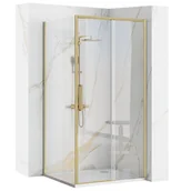 Kabiny prysznicowe - Rea Kabina Prysznicowa Narożna Rapid Slide Złota Szczotkowana - miniaturka - grafika 1