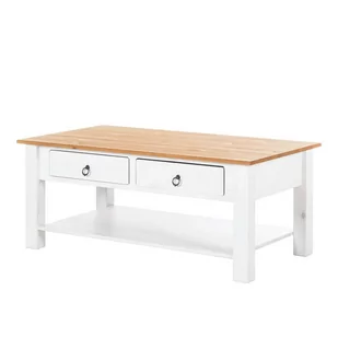 Biały stolik z drewna sosnowego z naturalnym blatem Støraa Inda - Ławy i stoliki kawowe - miniaturka - grafika 1