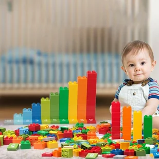Zestaw klocków plastikowych (56 klocków + 10 kart) - Klocki - miniaturka - grafika 1