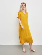 Sukienki - TAIFUN Sukienka midi z dekoltem w serek Żółty 40/M - miniaturka - grafika 1