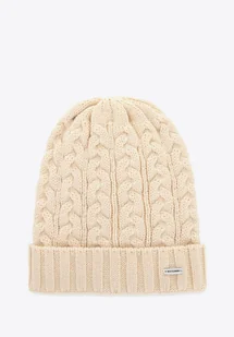 Czapka damska z warkoczowym splotem kremowa - Czapki damskie Czapka damska z warkoczowym splotem kremowa - Czapki damskie - miniaturka - grafika 1