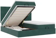 Łóżka - vidaXL Rama łóżka otomana z materacami, zielona, 200x200 cm, aksamit - miniaturka - grafika 1