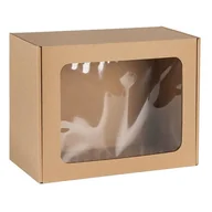 Zestawy upominkowe - Prostokątne pudełko fasonowe z okienkiem, pudełko prezentowe 25x20x10 cm x1 - miniaturka - grafika 1