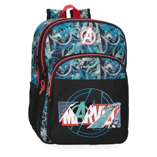 Joumma Marvel Shield Plecak szkolny adaptacyjny do wózka Czarny 30x40x13 cm Poliester 15,6L, Czarny (Black), Plecak szkolny z możliwością dostosowania do wózka