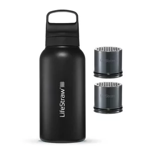 LifeStraw Go 2.0 Czarna stalowa butelka filtrująca 1L z dodatkowymi wkładami - Butelki filtrujące - miniaturka - grafika 2