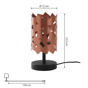 Lampa stołowa Lucande Aeloria, miedź, żelazo, Ø 12 cm, E27 - Lampy stojące - miniaturka - grafika 2