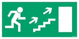 AC020 WYJŚCIE EWAKUACYJNE W PRAWO SCHODAMI W GÓRĘ, PS - PŁYTA PCV 1MM FOTOLUMINESCENCYJNA; (600X300MM) - Systemy ekspozycyjne i znaki informacyjne - miniaturka - grafika 1