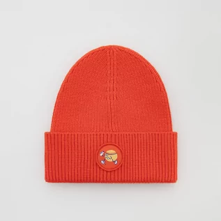 Czapki damskie - Reserved - Prążkowana czapka z wiskozą - Pomarańczowy - grafika 1