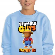 Bluzy dla dziewczynek - Bluza Dziecięca Niebieska Stumble Guys Wiele Wzorów Farmer Eli - 152 Cm - miniaturka - grafika 1