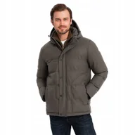 Kurtki męskie - Kurtka męska oliwkowa ciepła odpinany kaptur zima Ombre OM-JAHP-0203 V4 S - miniaturka - grafika 1