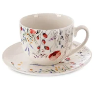 Filiżanki - Filiżanka ze spodkiem porcelanowa biała MAKI 260 ml - miniaturka - grafika 1