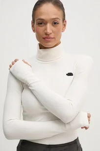 The North Face longsleeve Turtle damski kolor beżowy z golfem NF0A89C2QLI1 - Bluzki damskie - miniaturka - grafika 1