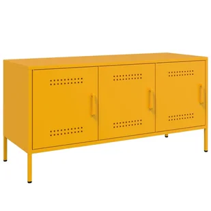 vidaXL Szafka pod telewizor musztardowo-żółta 100,5x39x50,5 cm stalowa - Szafki RTV - miniaturka - grafika 1