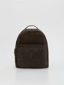 Plecaki - Reserved - Zamszowy plecak z uchwytem - ciemnobrązowy - miniaturka - grafika 1