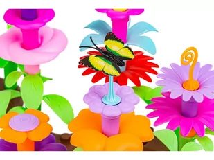 Klocki Konstrukcyjne 222 elementy, Zestaw Do Zbudowania Kwiatowej Kompozycji, Ogród + Kwiatki - Klocki - miniaturka - grafika 4