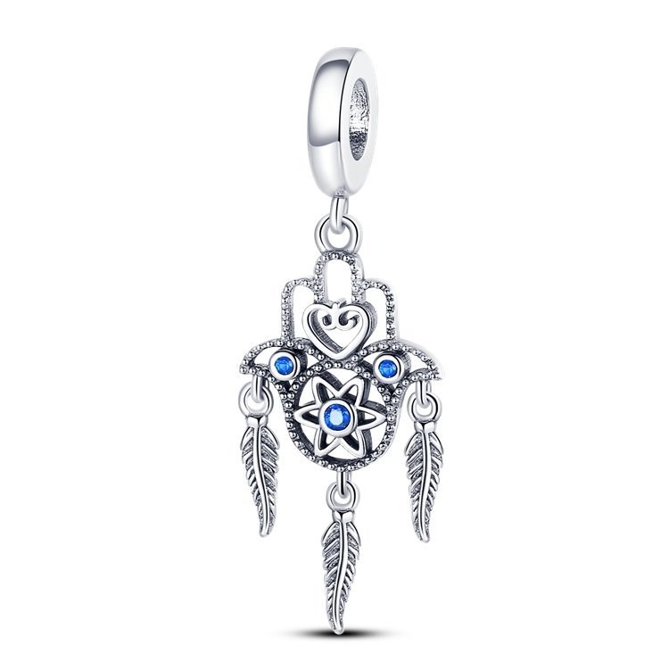 Zawieszka Charms SREBRO 925 Koralik Łapacz Snów Ręka Fatimy