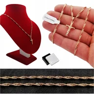 Łańcuszki - Piękny Łańcuszek Singapur+Krzyżyk Z Jezusem - miniaturka - grafika 1