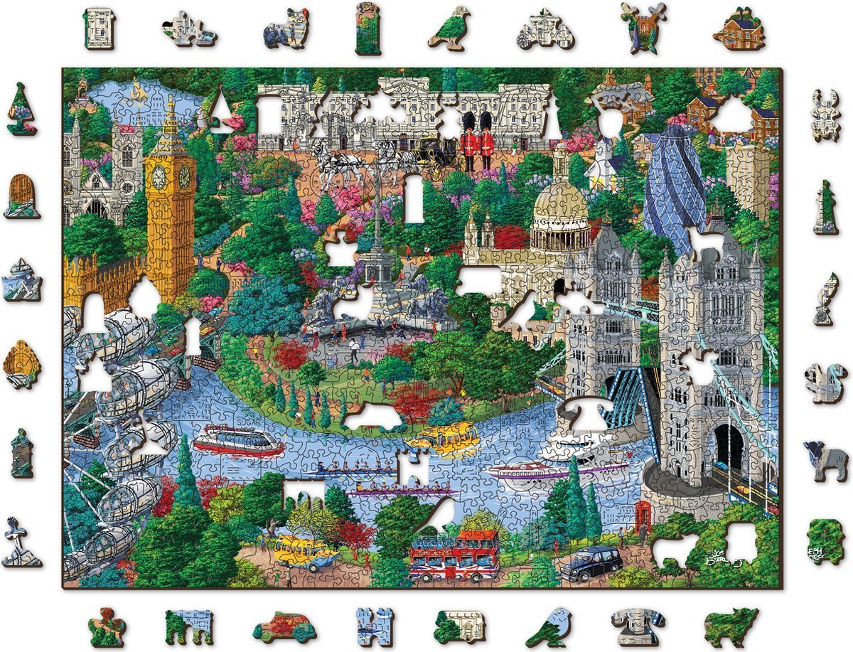 Puzzle z Figurkami Zabytki Londynu London Sights 1010 el. XL Wooden.City