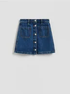 Spódnice - Reserved - Jeansowa spódnica z ozdobnymi guzikami - niebieski - miniaturka - grafika 1