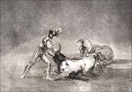 Plakaty - Plate 9 from the Tauromaquia- A Spanish knight kills the bull after having lost his horse, Francisco Goya - plakat Wymiar do wyboru: 84,1x59,4 cm - miniaturka - grafika 1
