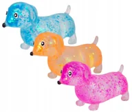 Zabawki sensoryczne - 3 x GNIOTEK piesek JAMNIK piesek parówka BROKATOWY uroczy gniotek ORYGINAŁ - miniaturka - grafika 1