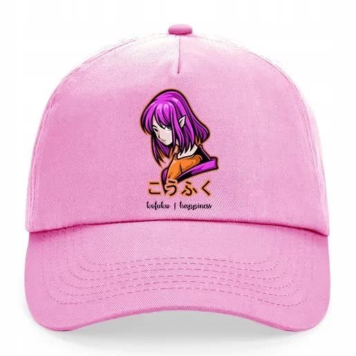Czapka Daszek Różowy Anime Manga HAPPINESS Wzory