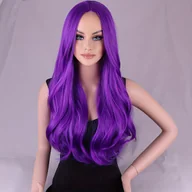 Pozostałe akcesoria fryzjerskie - TEMU Długa, falista, głęboko fioletowa peruka dla kobiet, idealna do cosplayu i . - miniaturka - grafika 1