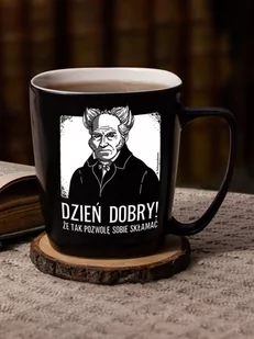DZIEŃ DOBRY / SCHOPENHAUER / kubek czarny z uchem - Kubki - miniaturka - grafika 1