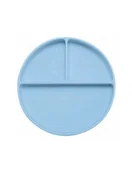 Miseczki i talerzyki dla dzieci - Bibi Silikonowy talerzyk z przyssawką niebieski - miniaturka - grafika 1