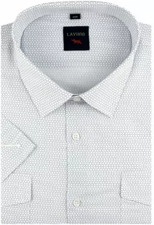 Koszule męskie - Duża Koszula Męska Codzienna Bawełniana Przewiewna Casual biała w kropki z krótkim rękawem Duże rozmiary Laviino N699 - None - grafika 1