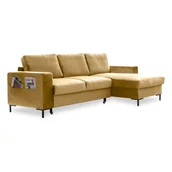 Narożniki - Musztardowożółty aksamitny narożnik rozkładany Miuform Lofty Lilly, prawostronny - miniaturka - grafika 1