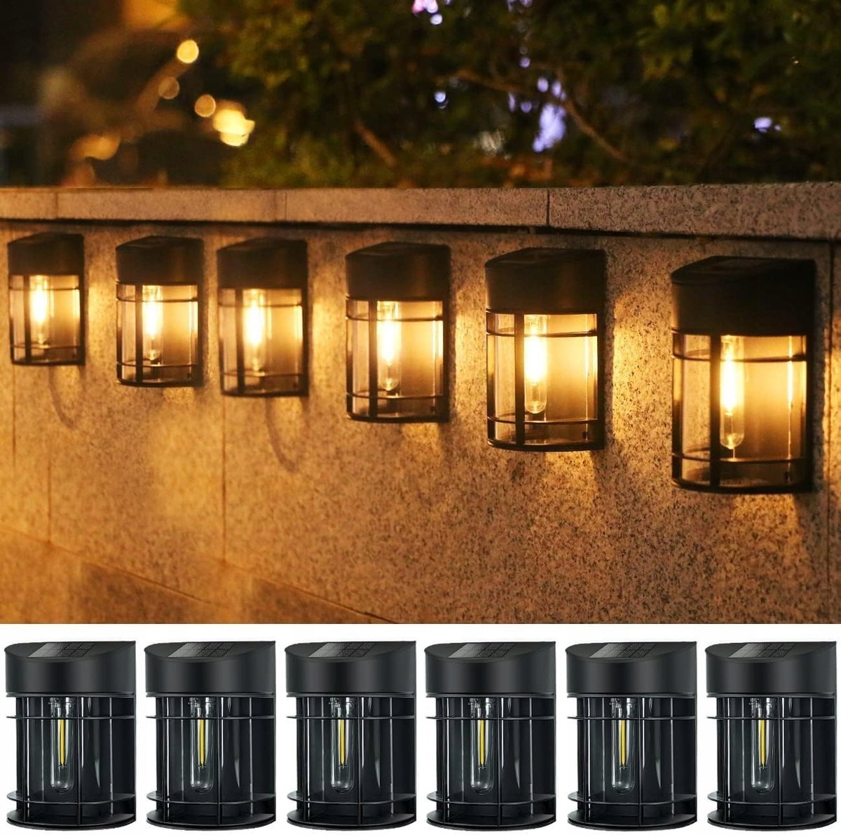 Zestaw Małych Kinkietów Ip65 Led Solarna Lampa Ścienna Zewnętrzna 6 Sztuk