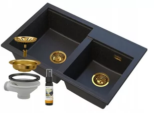 Granitan Zlew Granitowy Golden 2Komory Syfon Złoty Hektor - Zlewozmywaki - miniaturka - grafika 1