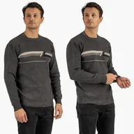 Swetry męskie - Sweter Męski Klasyczny Elegancki Wygodny Okrągły Dekolt Szary MUST L Szary - miniaturka - grafika 1