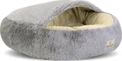 Legowiska dla psów - AIO Legowisko Shaggy Fluffy z daszkiem jasnoszare o średnicy 50cm - miniaturka - grafika 1