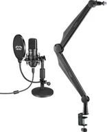 Mikrofony komputerowe - Mikrofon Mozos Mikrofon Mozos USB MKIT-900PRO Gamer + Ramię statyw mikrofonowy czarny 80 cm SB41 - miniaturka - grafika 1